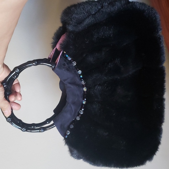 Stons & Black Faux Fur Exterior Satchel/Top Handle Bag Handbags & Bags for Women - Picture 4 of 11